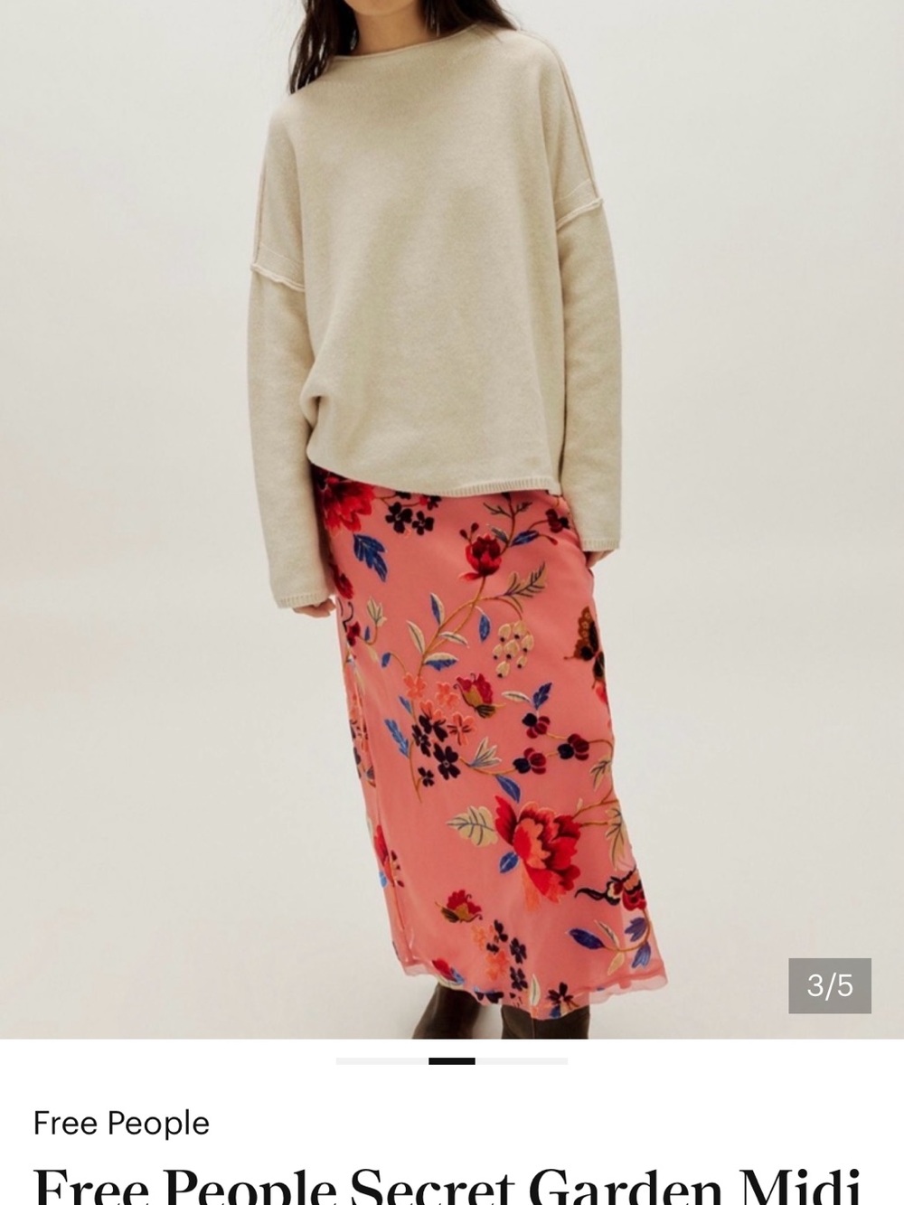 Free People Secret Garden Midi Skirt